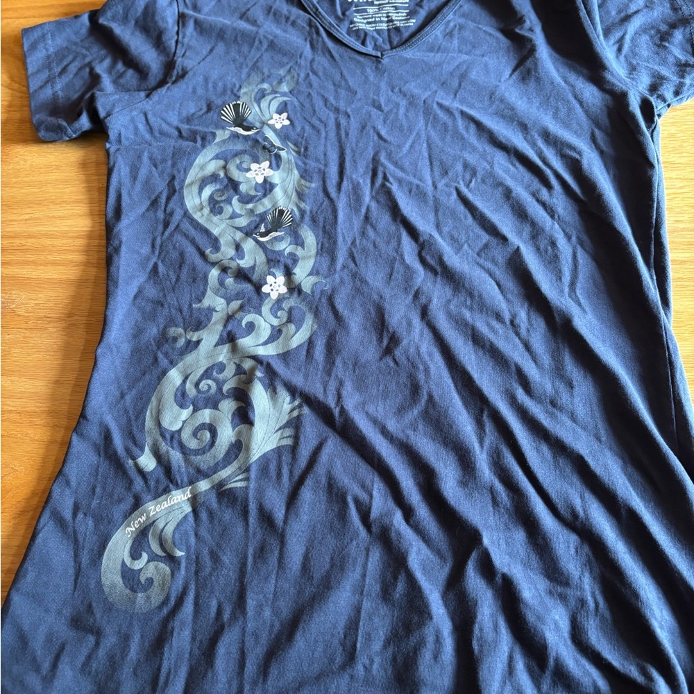 Casual Short Sleeve Wild Kiwi Forever Adventure T-shirt S Blue WithFloral Print